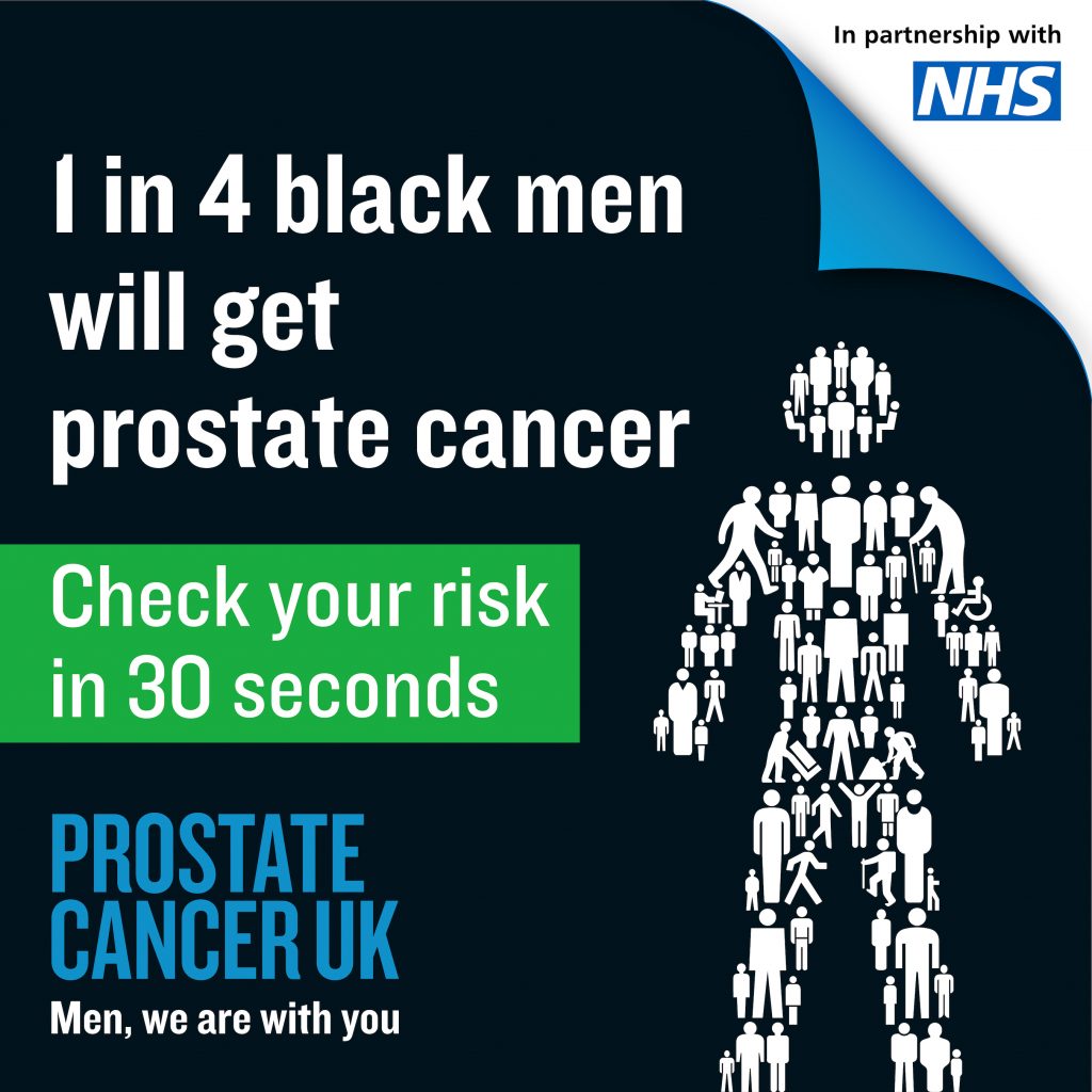 1 in 4 black men will get prostate cancer. Check your risk in 30 seconds.