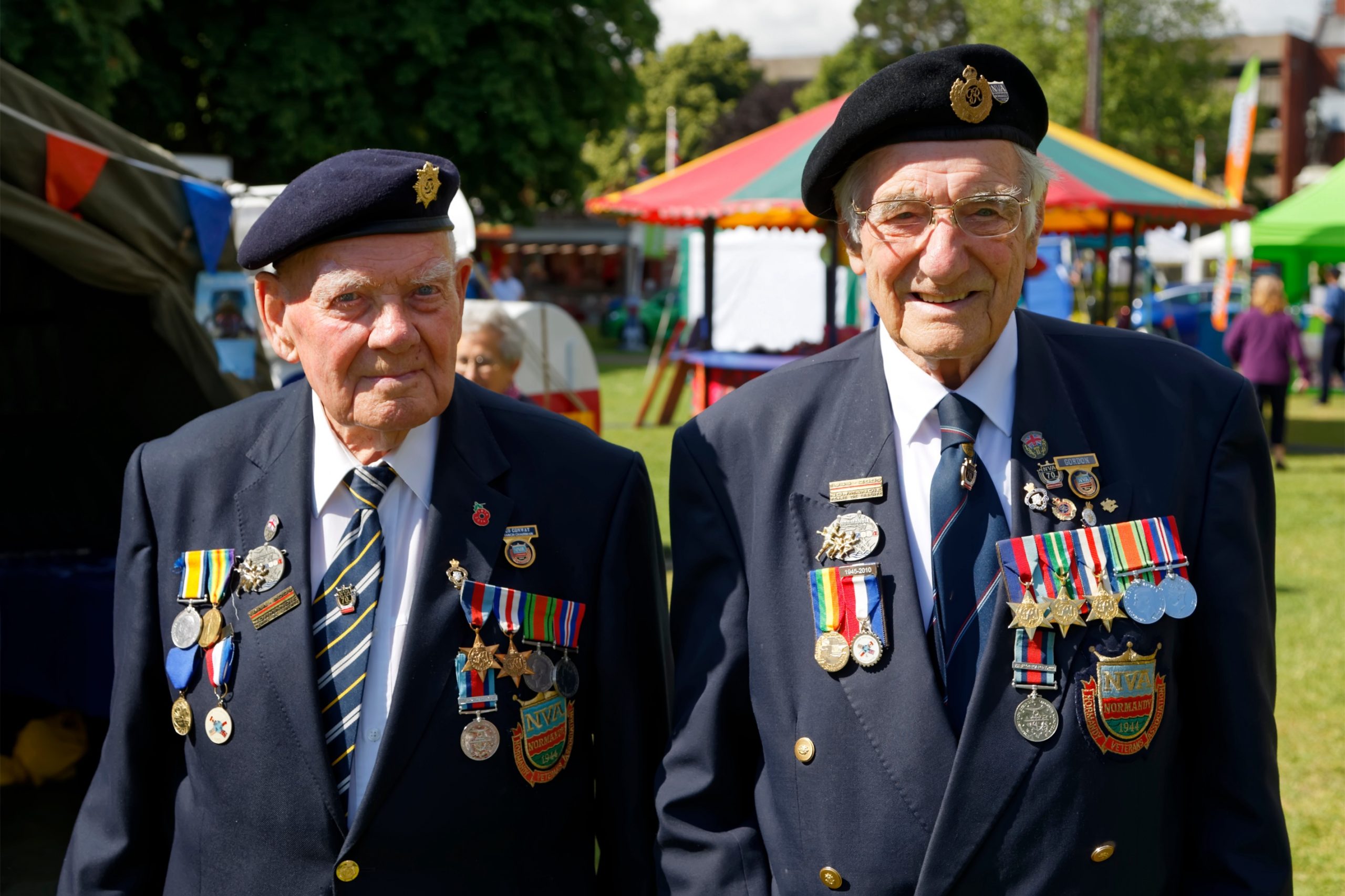 World War 2 Veterans Bob Conway and Gordon Smith from the Normandy Veterans Association at the annual Wiltshire Armed Forces and Veterans Weekend, Trowbridge. Photo by Andrew Harker on Shutterstock