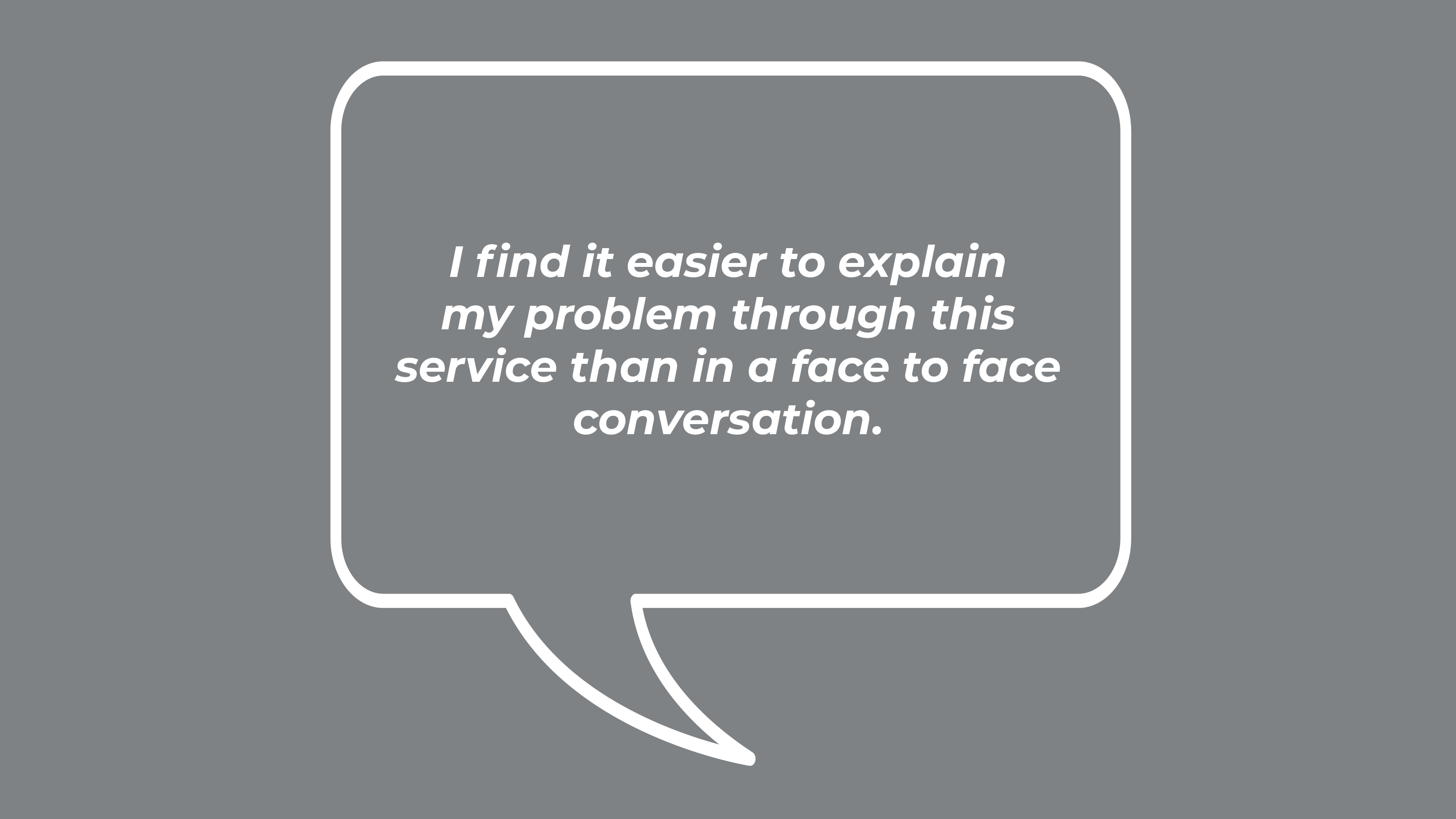 I find it easier to explain my problem through this service than in a face to face conversation.